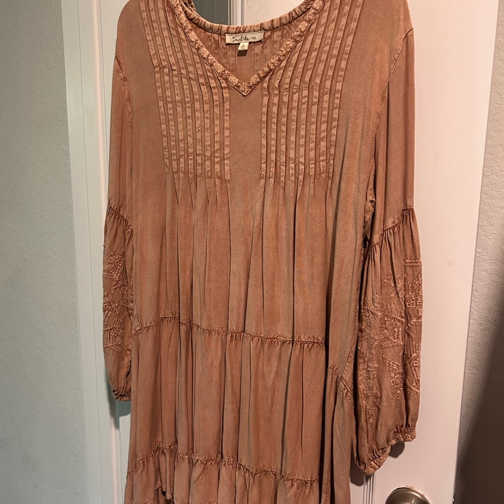 Boho Tan Long Sleeve Dress